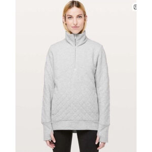Lululemon Forever Warm Sweatshirt Women's Sz 4 Quilted Pullover Gray Athleisure